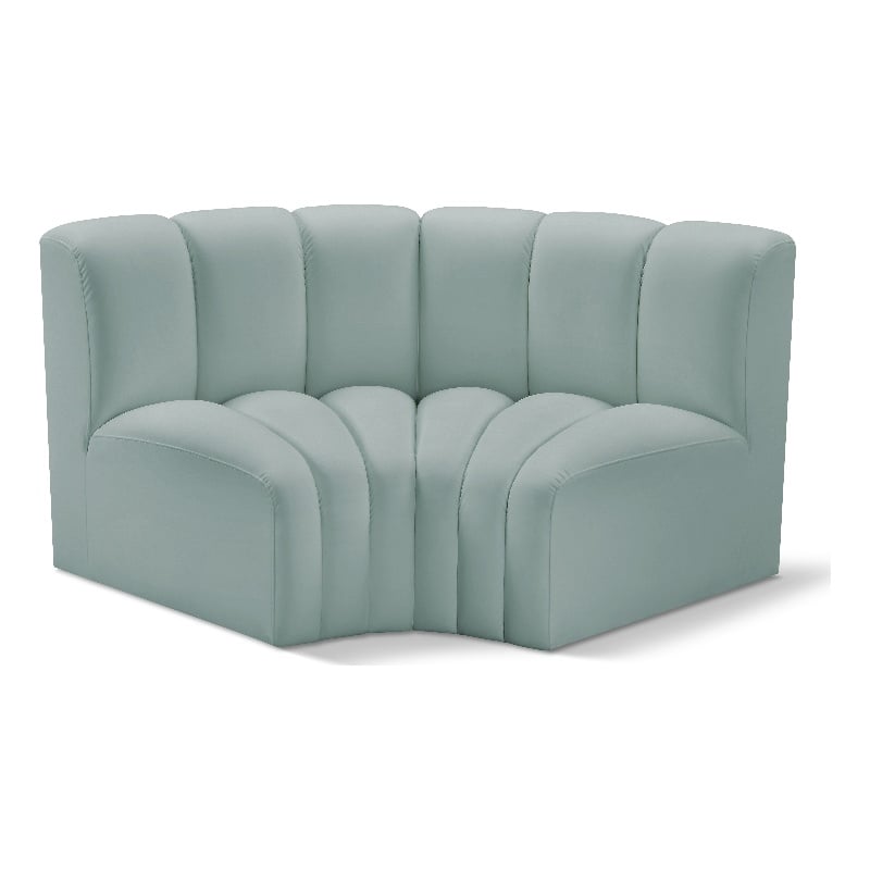 Meridian Furniture Arc Mint Green Vegan Leather Modular Sectional