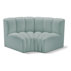 Meridian Furniture Arc Mint Green Vegan Leather Modular Sectional