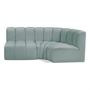 Meridian Furniture Arc Mint Green Vegan Leather Modular Sectional