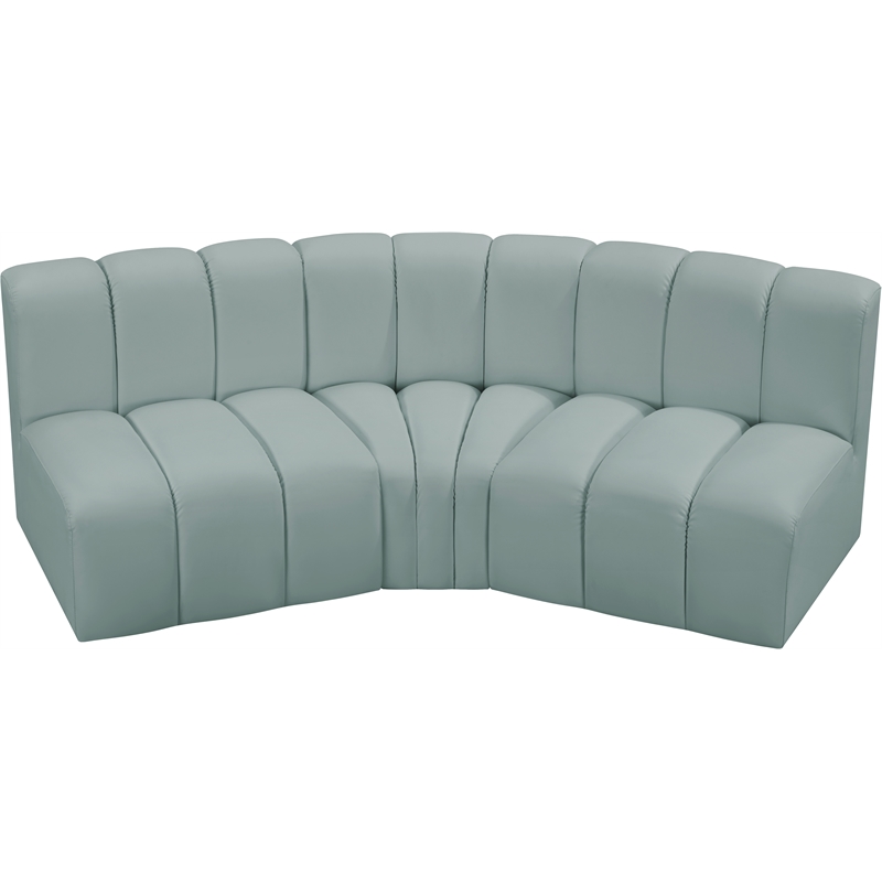 Meridian Furniture Arc Mint Green Vegan Leather Modular Sectional