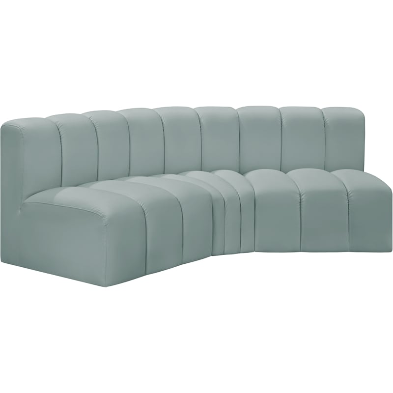 Meridian Furniture Arc Mint Green Vegan Leather Modular Sectional