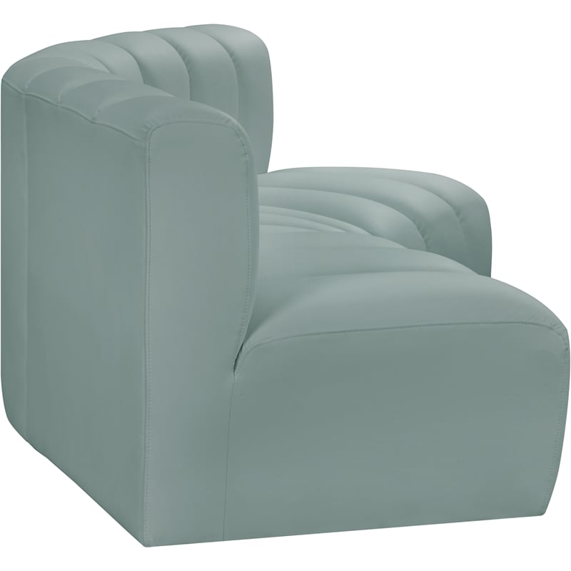 Meridian Furniture Arc Mint Green Vegan Leather Modular Sectional