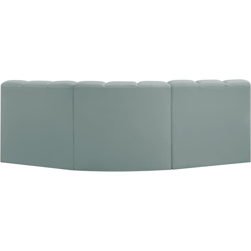 Meridian Furniture Arc Mint Green Vegan Leather Modular Sectional