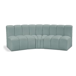 Meridian Furniture Arc Mint Green Vegan Leather Modular Sectional
