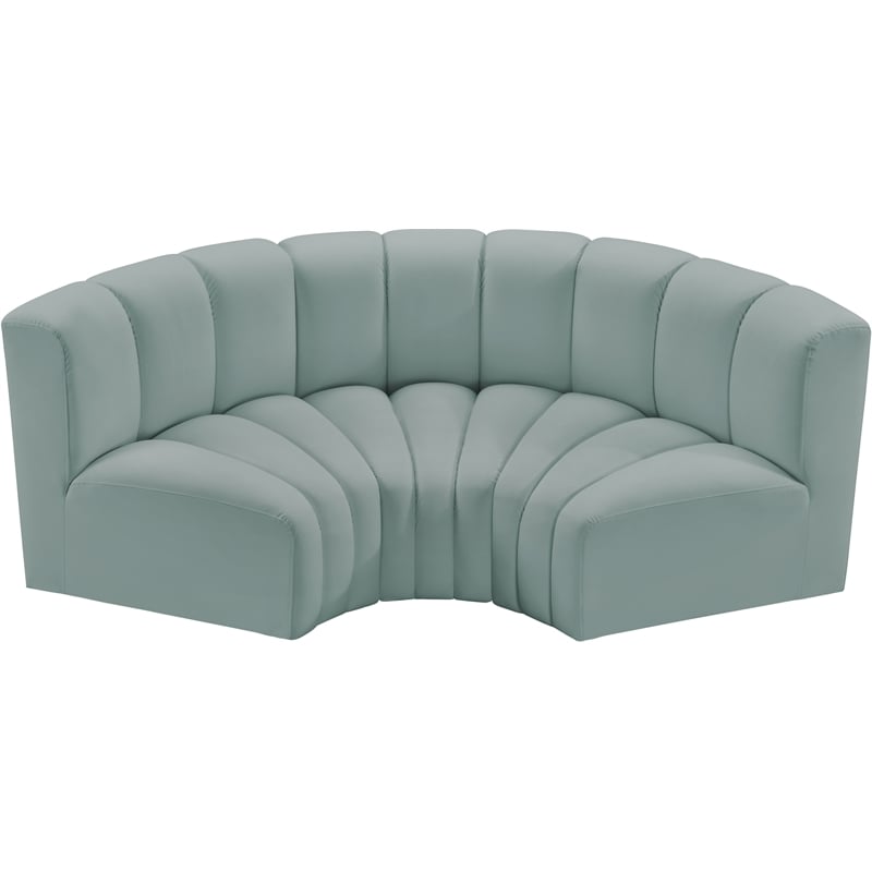 Meridian Furniture Arc Mint Green Vegan Leather Modular Sectional