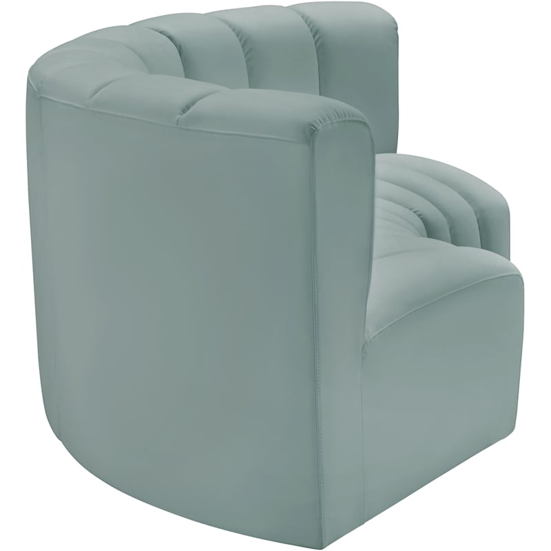 Meridian Furniture Arc Mint Green Vegan Leather Modular Sectional