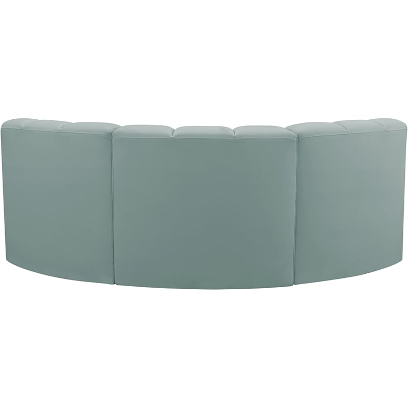 Meridian Furniture Arc Mint Green Vegan Leather Modular Sectional