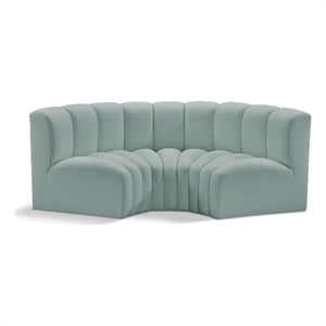 Meridian Furniture Arc Mint Green Vegan Leather Modular Sectional