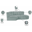 Meridian Furniture Arc Mint Green Vegan Leather Modular Sectional