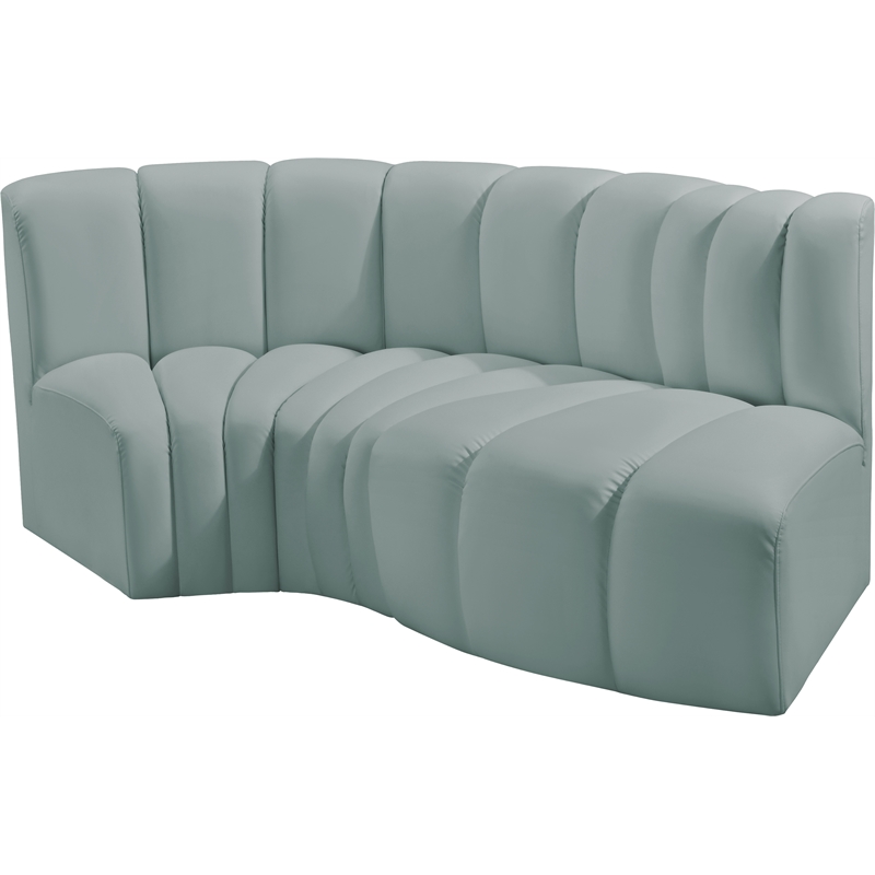 Meridian Furniture Arc Mint Green Vegan Leather Modular Sectional