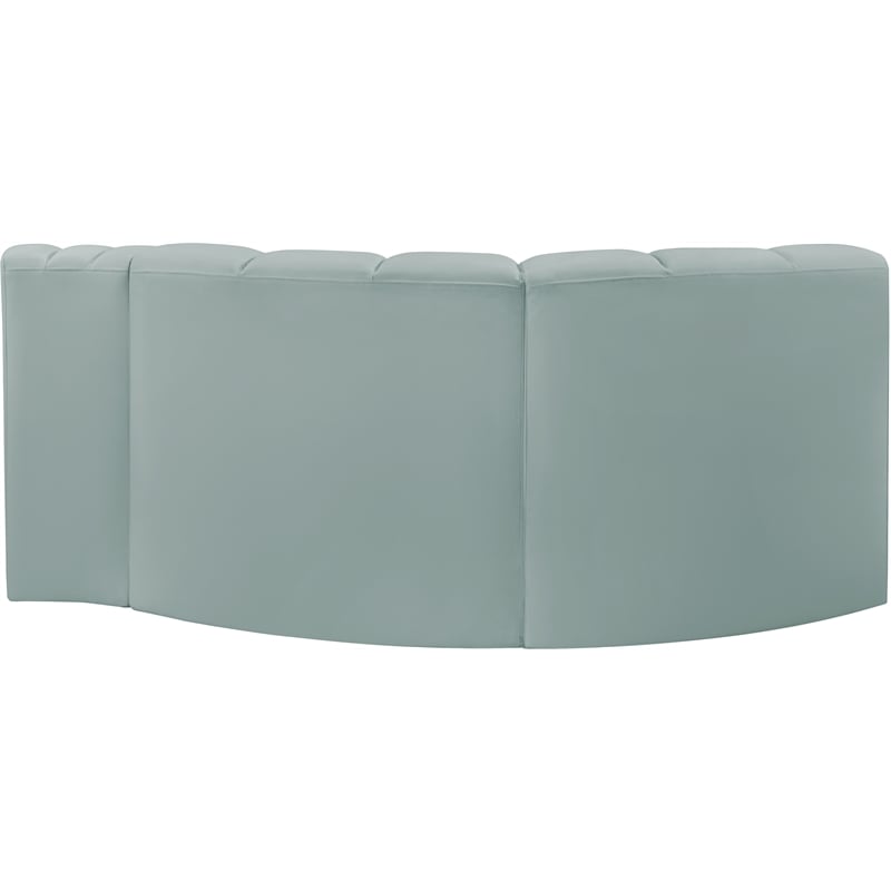 Meridian Furniture Arc Mint Green Vegan Leather Modular Sectional