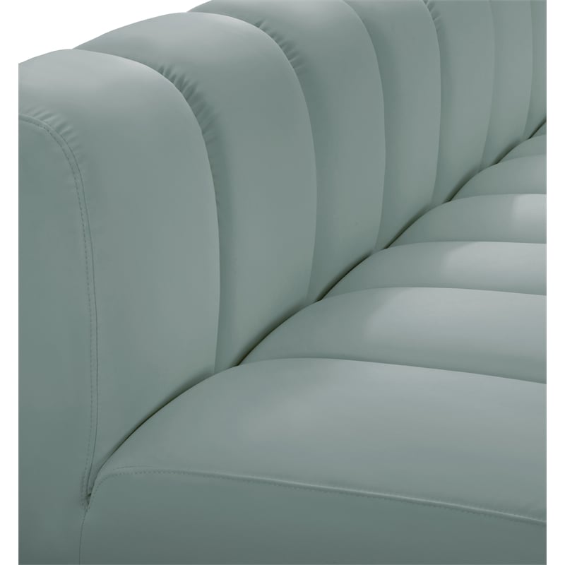 Meridian Furniture Arc Mint Green Vegan Leather Modular Sectional