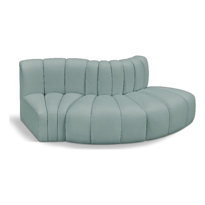 Meridian Furniture Arc Mint Green Vegan Leather Modular Sectional