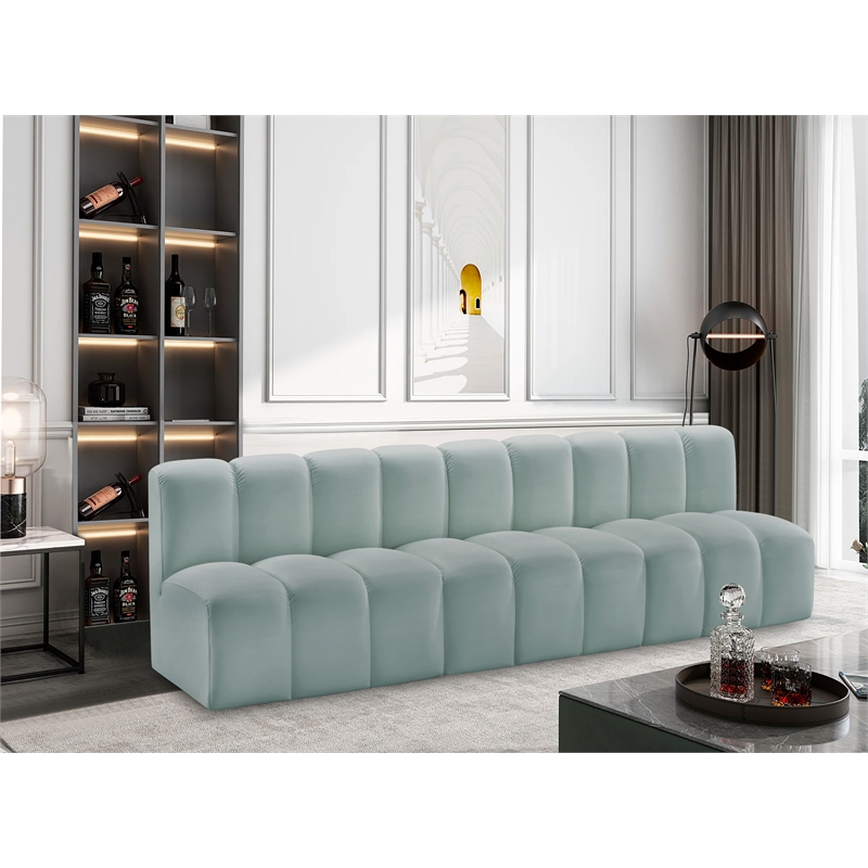 Meridian Furniture Arc Mint Green Vegan Leather Modular Sectional