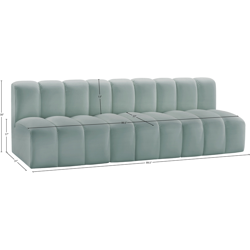 Meridian Furniture Arc Mint Green Vegan Leather Modular Sectional