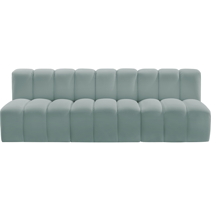 Meridian Furniture Arc Mint Green Vegan Leather Modular Sectional