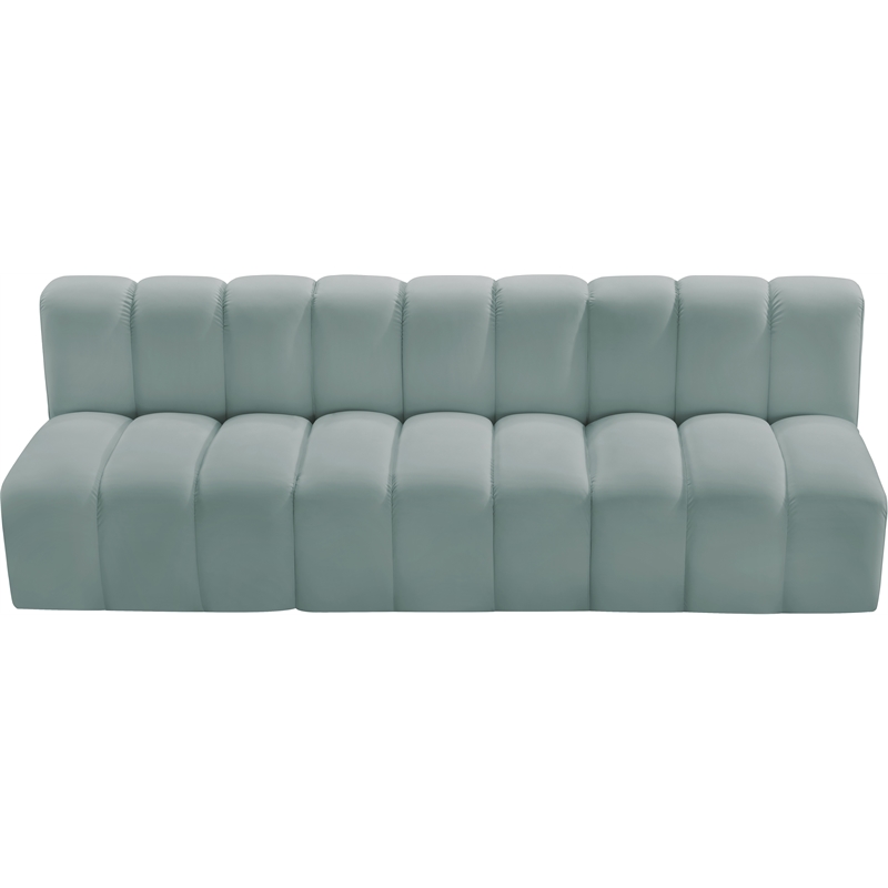Meridian Furniture Arc Mint Green Vegan Leather Modular Sectional