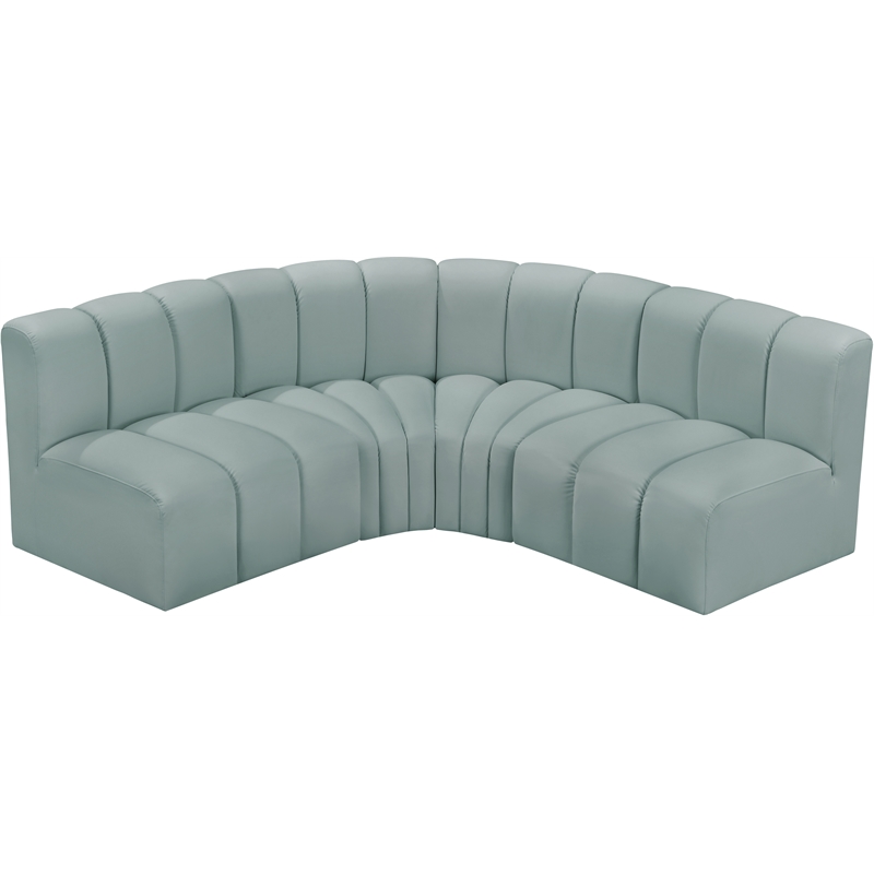 Meridian Furniture Arc Mint Green Vegan Leather Modular Sectional