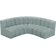 Meridian Furniture Arc Mint Green Vegan Leather Modular Sectional