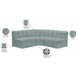 Meridian Furniture Arc Mint Green Vegan Leather Modular Sectional