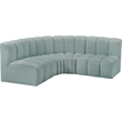 Meridian Furniture Arc Mint Green Vegan Leather Modular Sectional