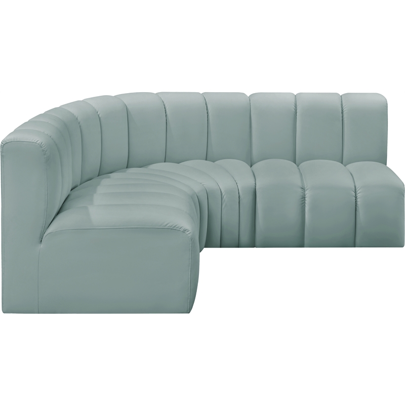 Meridian Furniture Arc Mint Green Vegan Leather Modular Sectional