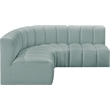 Meridian Furniture Arc Mint Green Vegan Leather Modular Sectional