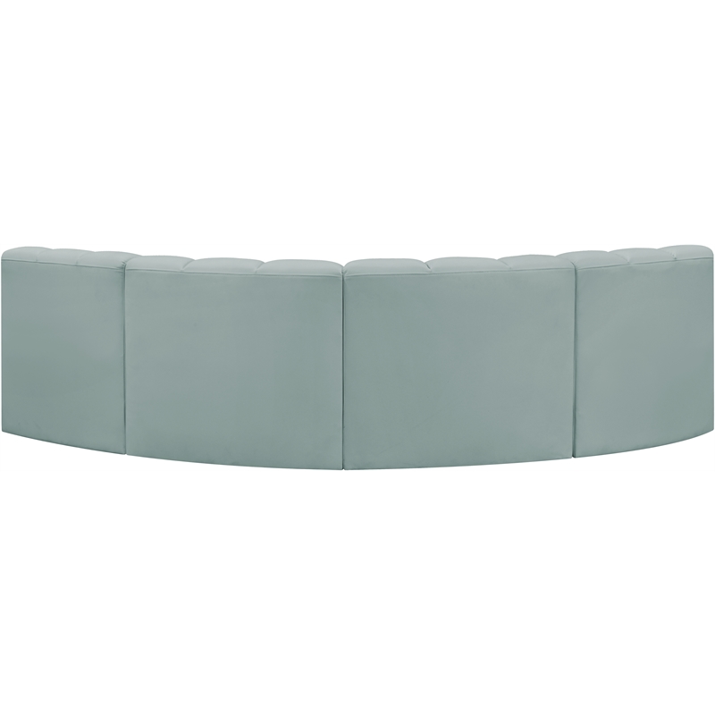 Meridian Furniture Arc Mint Green Vegan Leather Modular Sectional