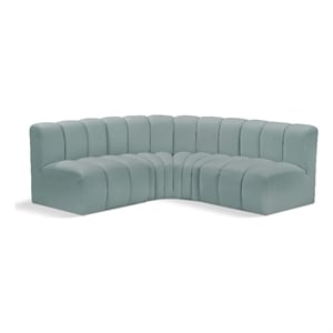 Meridian Furniture Arc Mint Green Vegan Leather Modular Sectional