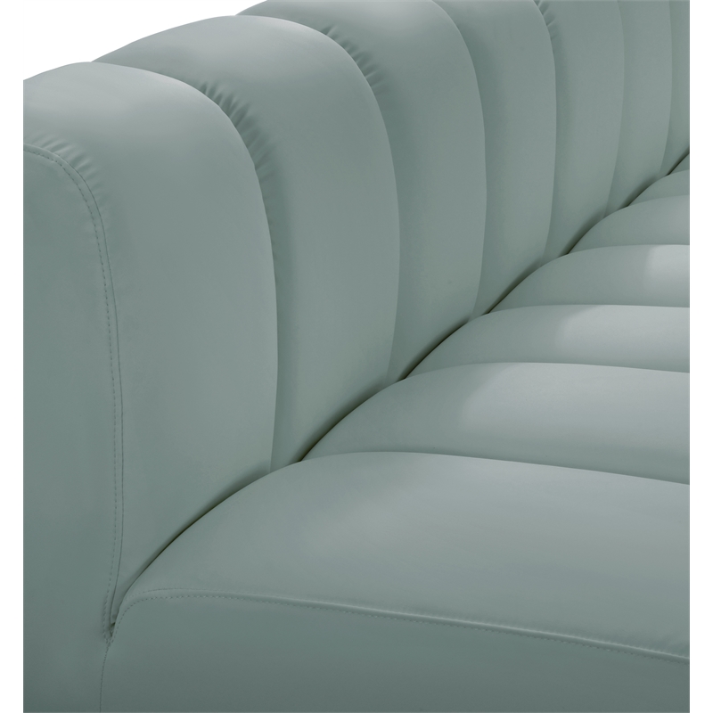 Meridian Furniture Arc Mint Green Vegan Leather Modular Sectional