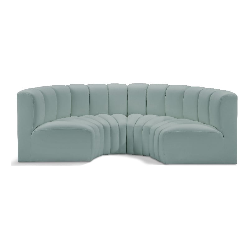 Meridian Furniture Arc Mint Green Vegan Leather Modular Sectional