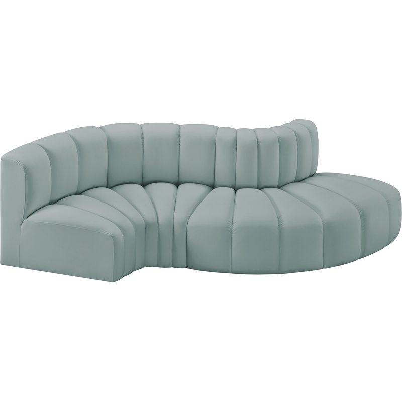 Meridian Furniture Arc Mint Green Vegan Leather Modular Sectional