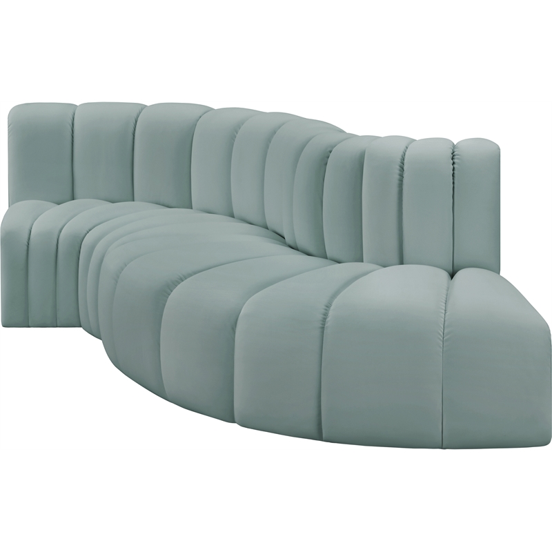 Meridian Furniture Arc Mint Green Vegan Leather Modular Sectional