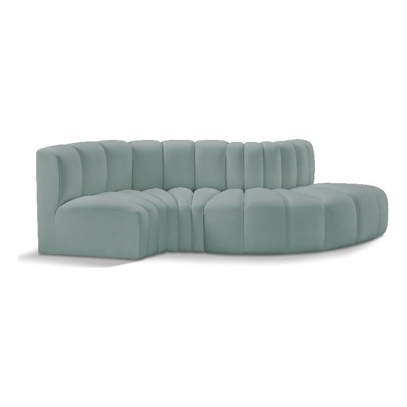 Meridian Furniture Arc Mint Green Vegan Leather Modular Sectional