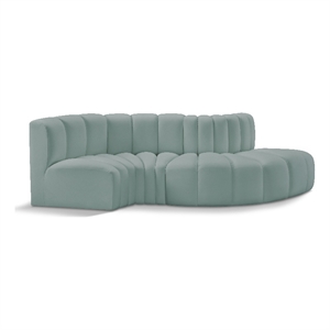 Meridian Furniture Arc Mint Green Vegan Leather Modular Sectional