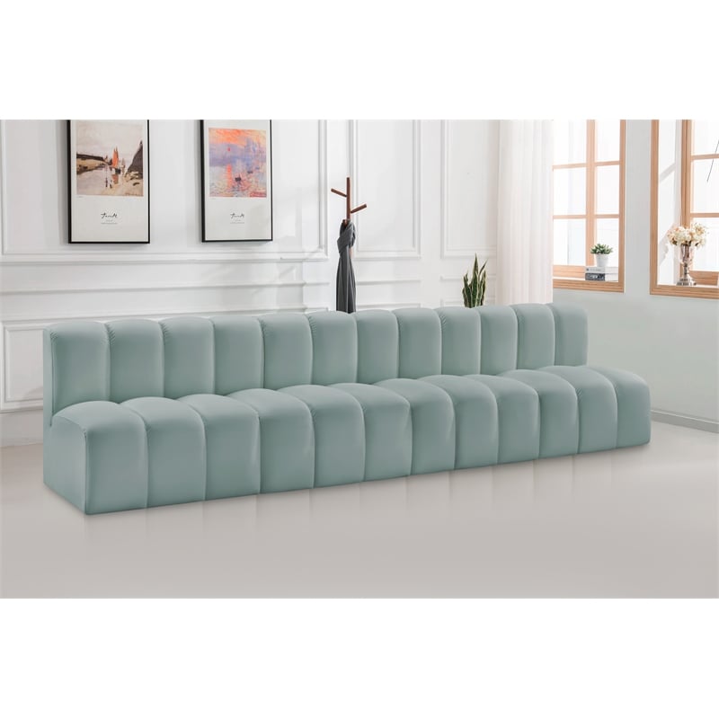 Meridian Furniture Arc Mint Green Vegan Leather Modular Sectional
