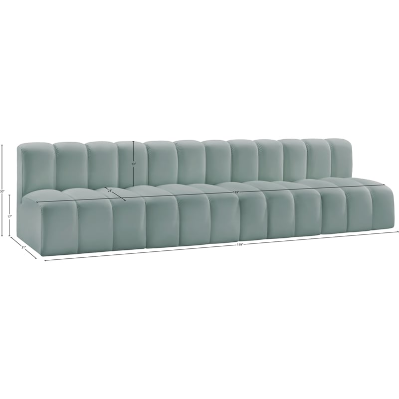 Meridian Furniture Arc Mint Green Vegan Leather Modular Sectional