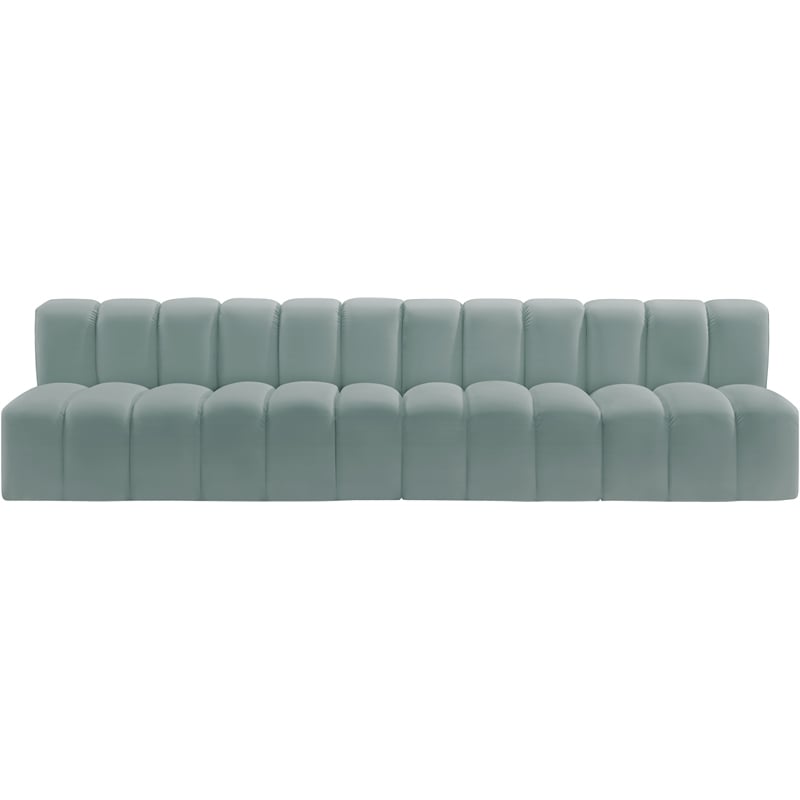 Meridian Furniture Arc Mint Green Vegan Leather Modular Sectional