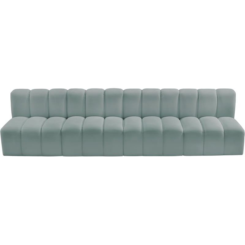 Meridian Furniture Arc Mint Green Vegan Leather Modular Sectional