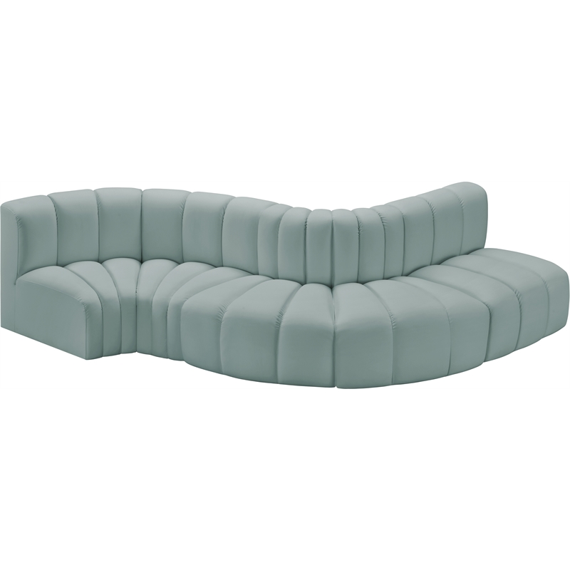 Meridian Furniture Arc Mint Green Vegan Leather Modular Sectional
