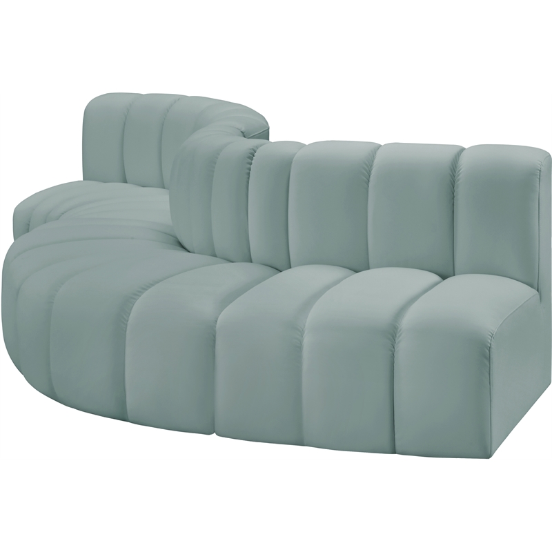 Meridian Furniture Arc Mint Green Vegan Leather Modular Sectional