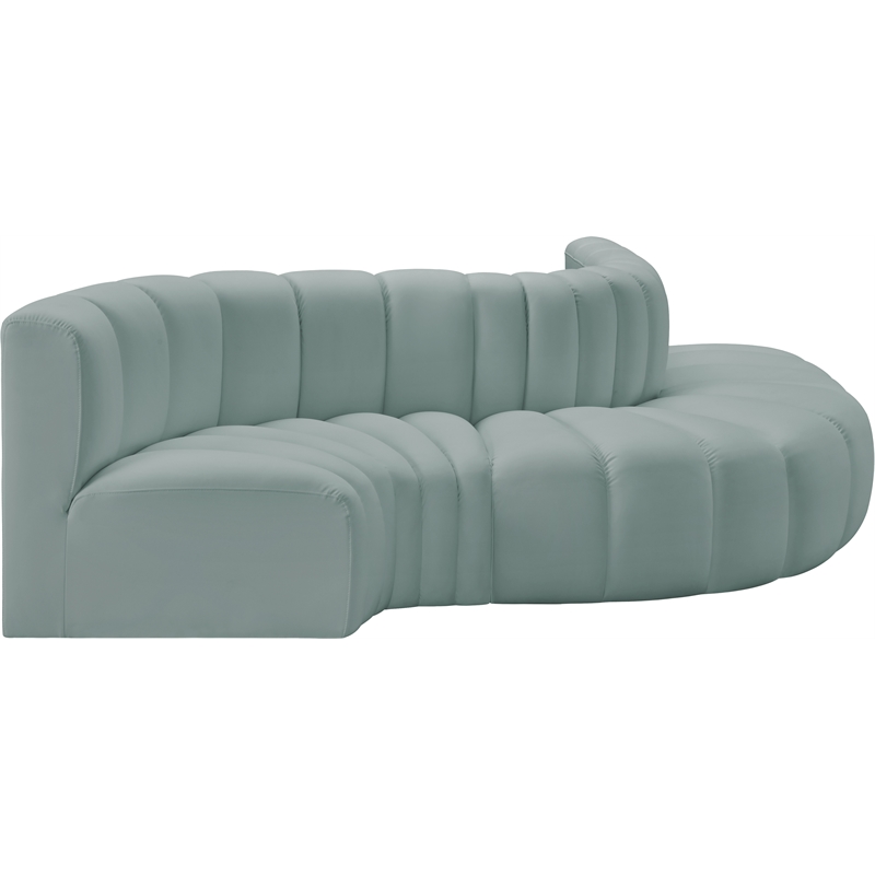 Meridian Furniture Arc Mint Green Vegan Leather Modular Sectional