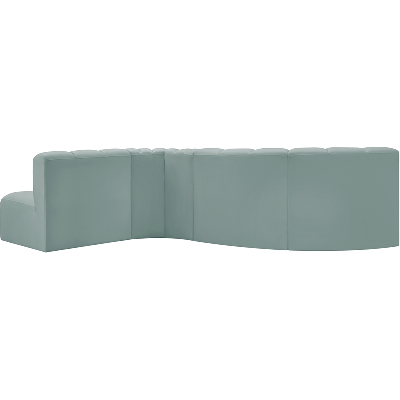 Meridian Furniture Arc Mint Green Vegan Leather Modular Sectional