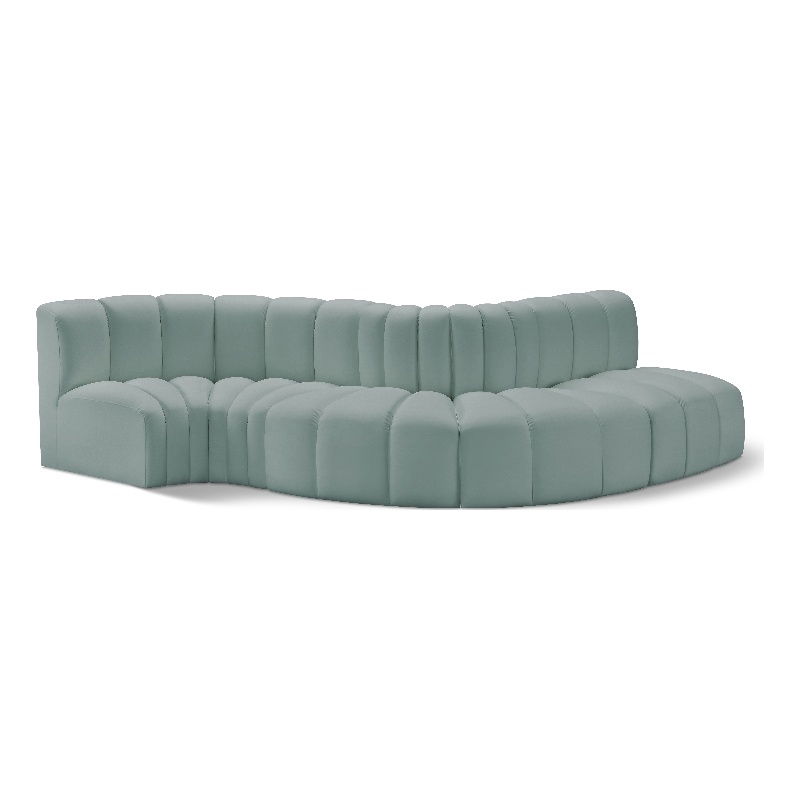 Meridian Furniture Arc Mint Green Vegan Leather Modular Sectional