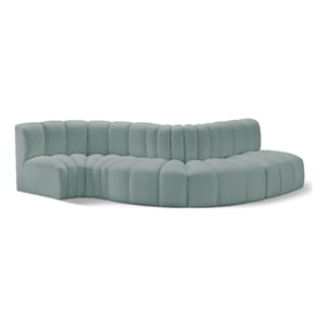 Meridian Furniture Arc Mint Green Vegan Leather Modular Sectional