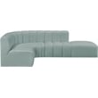 Meridian Furniture Arc Mint Green Vegan Leather Modular Sectional