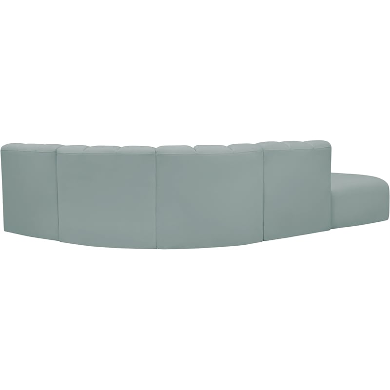 Meridian Furniture Arc Mint Green Vegan Leather Modular Sectional