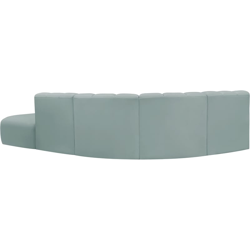 Meridian Furniture Arc Mint Green Vegan Leather Modular Sectional