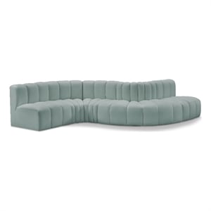 Meridian Furniture Arc Mint Green Vegan Leather Modular Sectional