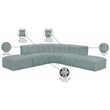 Meridian Furniture Arc Mint Green Vegan Leather Modular Sectional